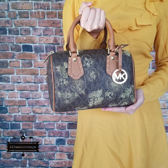 Michael Kors Aria small acorn satchel floral bag - Picture 7 of 7